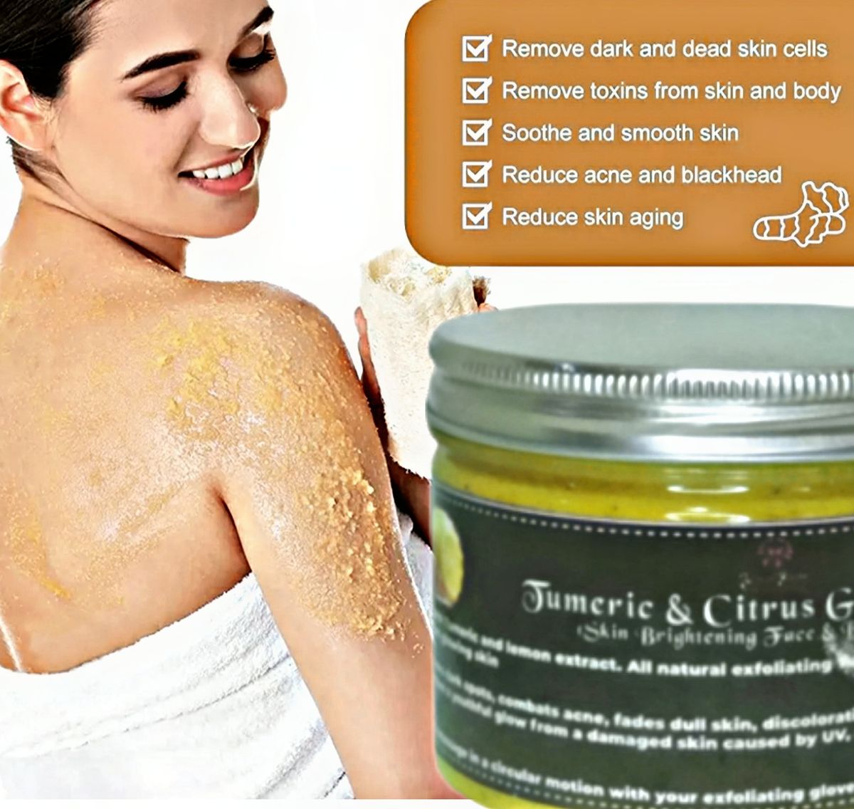 Tumeric & Citrus Brightening Scrub + Free 30ml Glow Oil