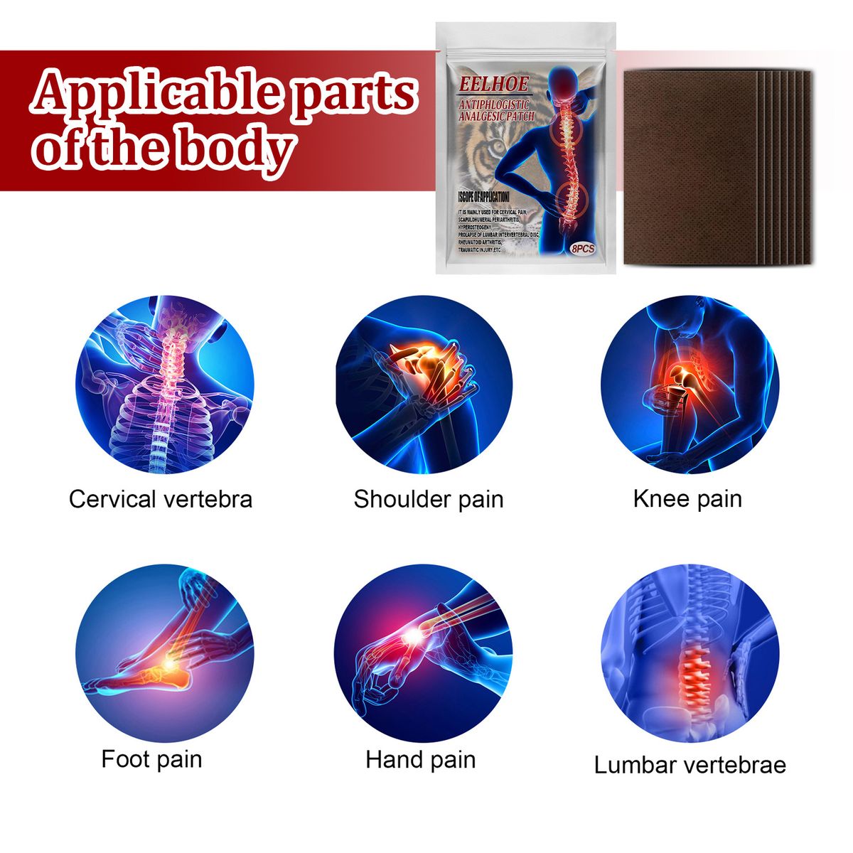 8PCS Joint Patches Pain Relieving Patches For Back Knee