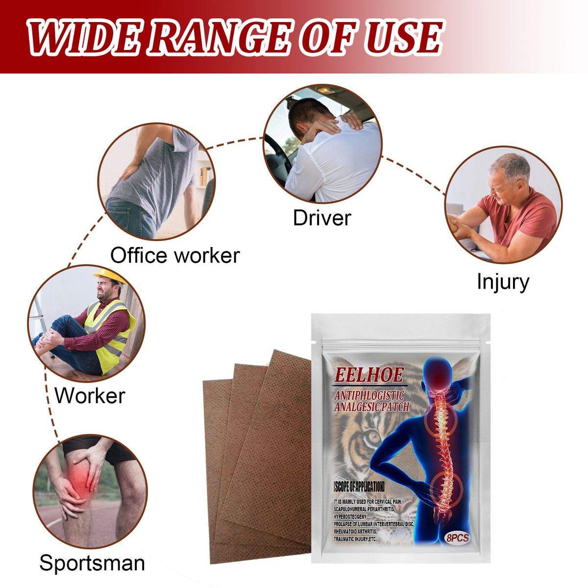 8PCS Joint Patches Pain Relieving Patches For Back Knee