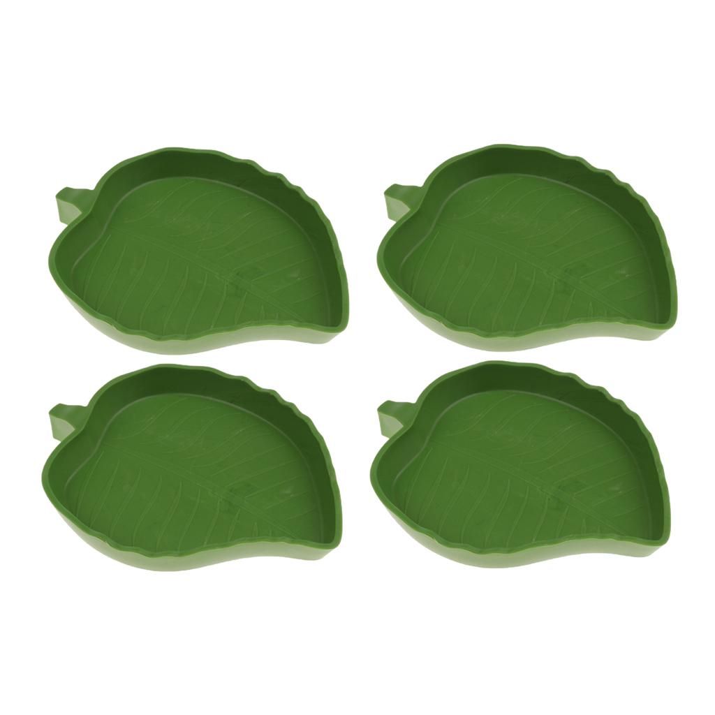 4Pcs Reptile Food And Water Dishes Mini Corner Feeding Bowl Small Leaf