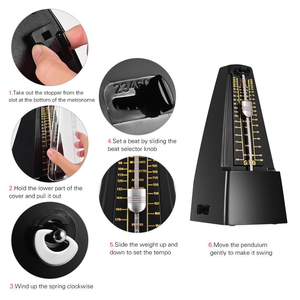Standard Universal Mechanical Metronome ABS Material for Guitar Violin Piano Bass Drum Musical Instrument Practice Tool for Beginners
