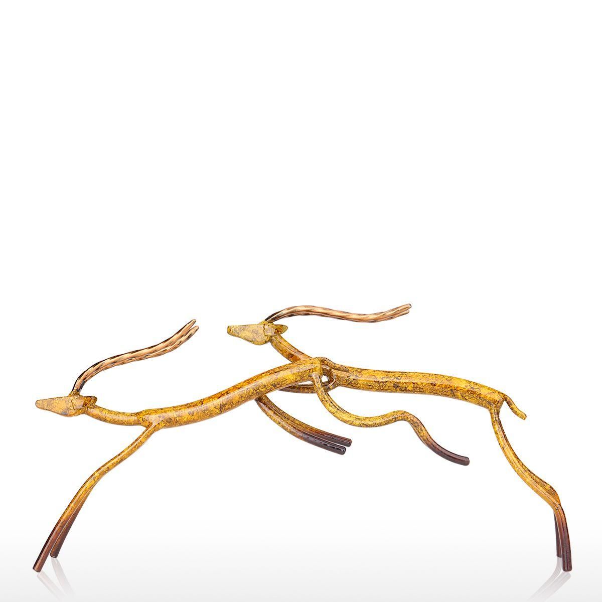 Leaping Antelope Tooarts Iron Sculpture Home Decoration Crafts Metal Animal Sculpture