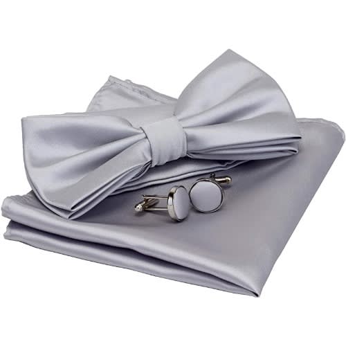 Plain Silky Bowtie  -Grey