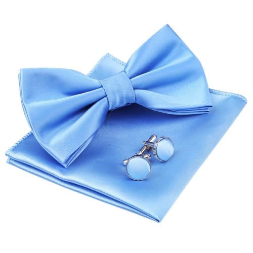 Plain Silky Bowtie  - Light Blue