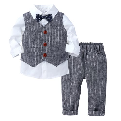 Boy's Stripe Set- Grey