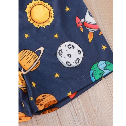 2 Pieces Kid Boy Space Print Set Tank Top With Shorts