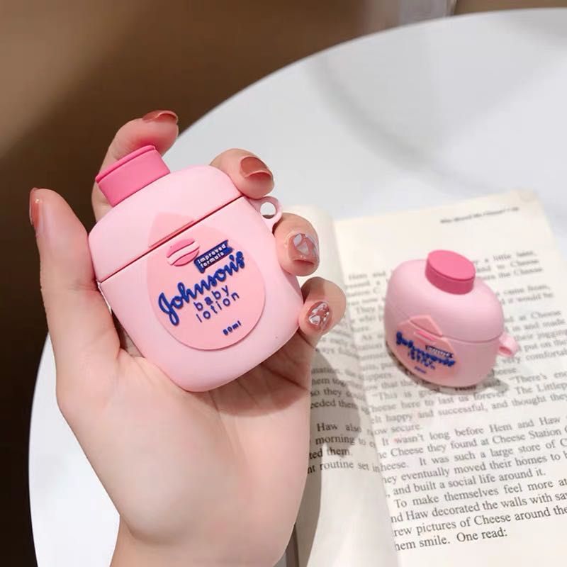 Cute 3D Brand Johnson Baby Lotion Body Lotion Silicone Bluetooth Wireless Earphone Case For AirPods 2 Cover Fundas