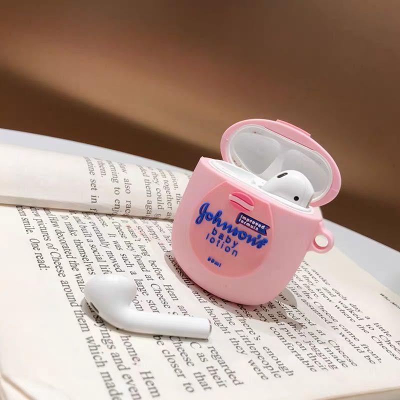 Cute 3D Brand Johnson Baby Lotion Body Lotion Silicone Bluetooth Wireless Earphone Case For AirPods 2 Cover Fundas