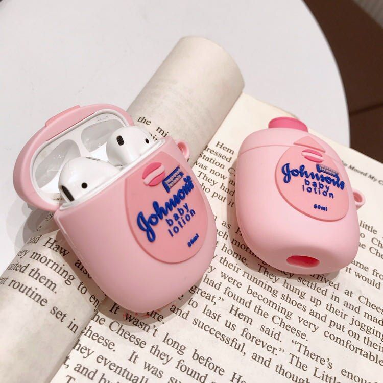 Cute 3D Brand Johnson Baby Lotion Body Lotion Silicone Bluetooth Wireless Earphone Case For AirPods 2 Cover Fundas