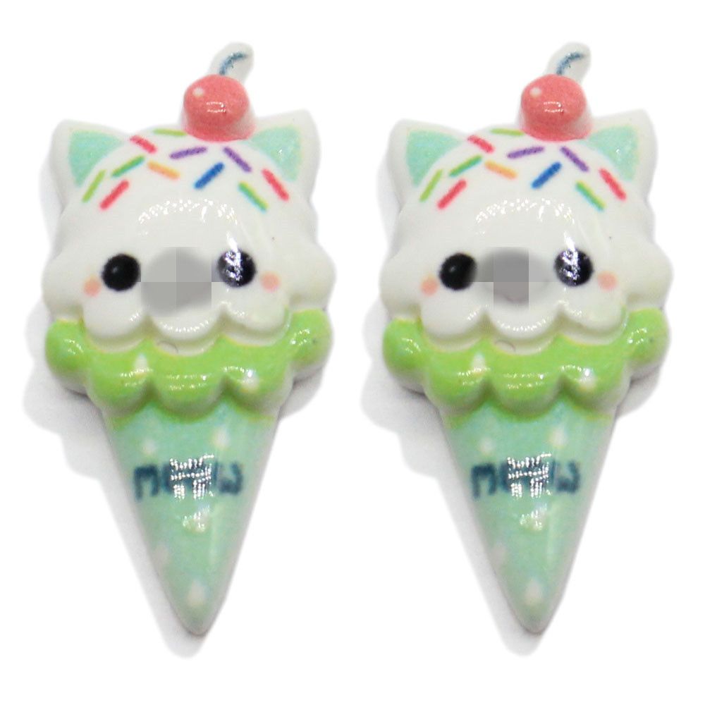 50/100Pcs Cute Mixed Cartoon Ice Cream Animals Flat Back