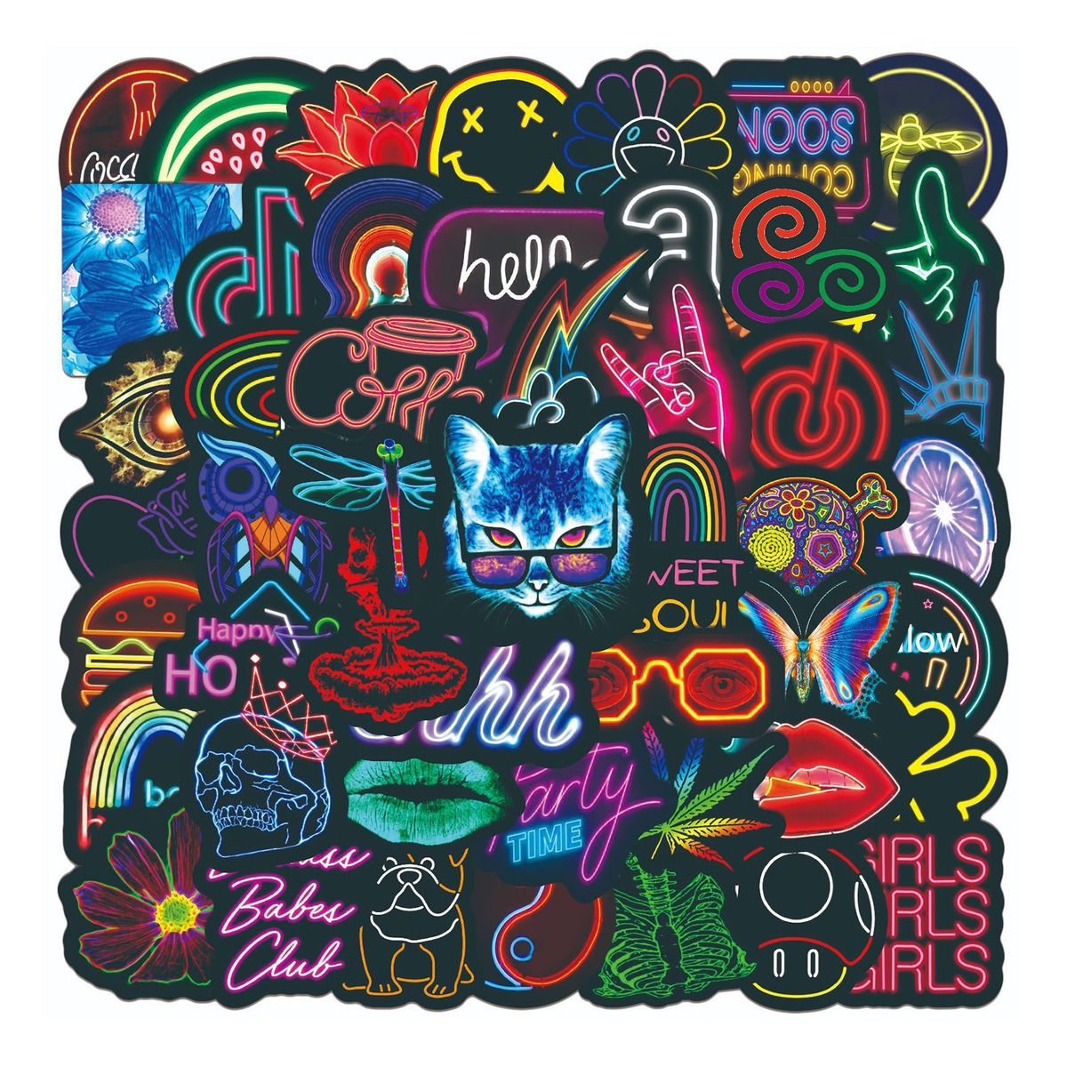 50PcsSet Laptop Stickers Water Cup Skateboard Decorative B
