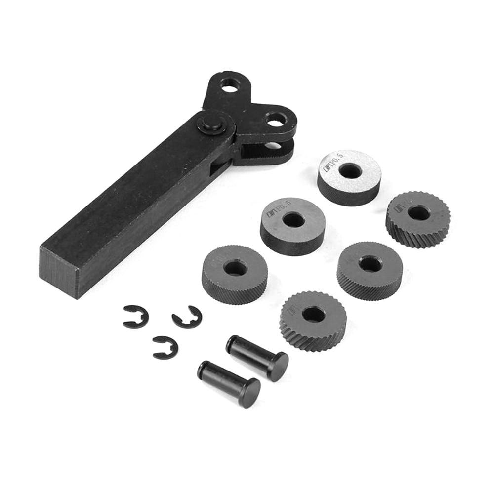 7pcs Steel Dual Wheel Knurling Tool Set with 0.5mm 1mm 2mm Wheel Linear Pitch Knurl Kit Lathe Cutter Wheel Knurling Set