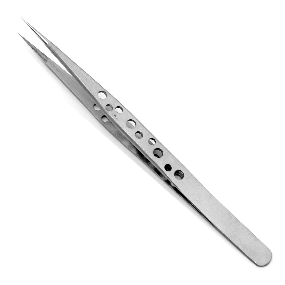Electronics Industrial Tweezers Anti-static ESD Curved Straight Tip Precision Stainless Steel Forceps SMD Phone Repair Hand Tool-Sharp Point