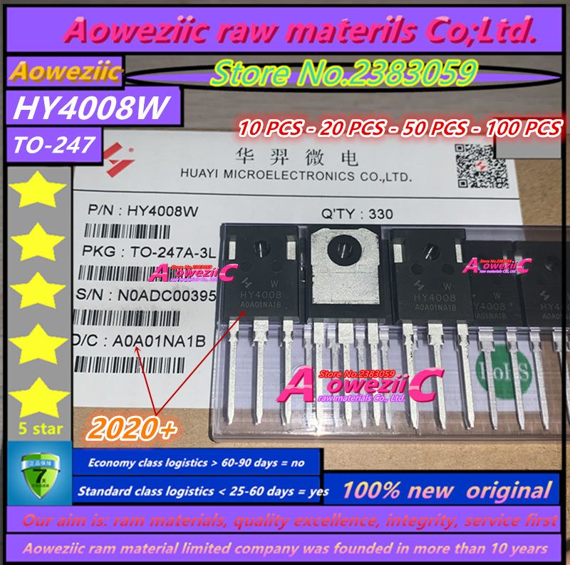 Aoweziic  2020+ 10PCS - 20 PCS - 50 PCS - 100 PCS  100% New Original HY4008 HY4008W  TO-247 MOSFET  Inverter Ultra Chip 80V 200A