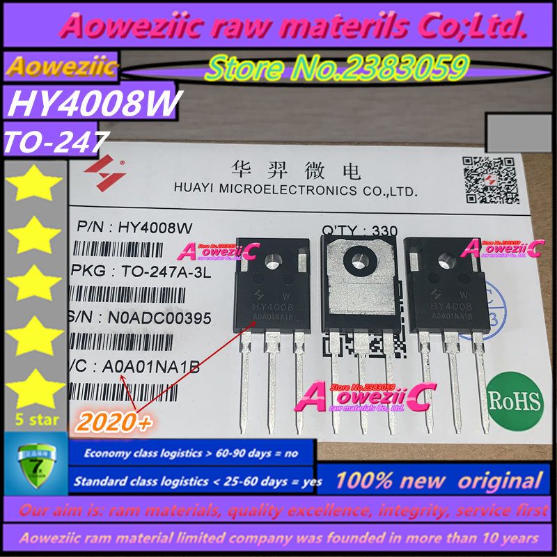 Aoweziic  2020+ 10PCS - 20 PCS - 50 PCS - 100 PCS  100% New Original HY4008 HY4008W  TO-247 MOSFET  Inverter Ultra Chip 80V 200A