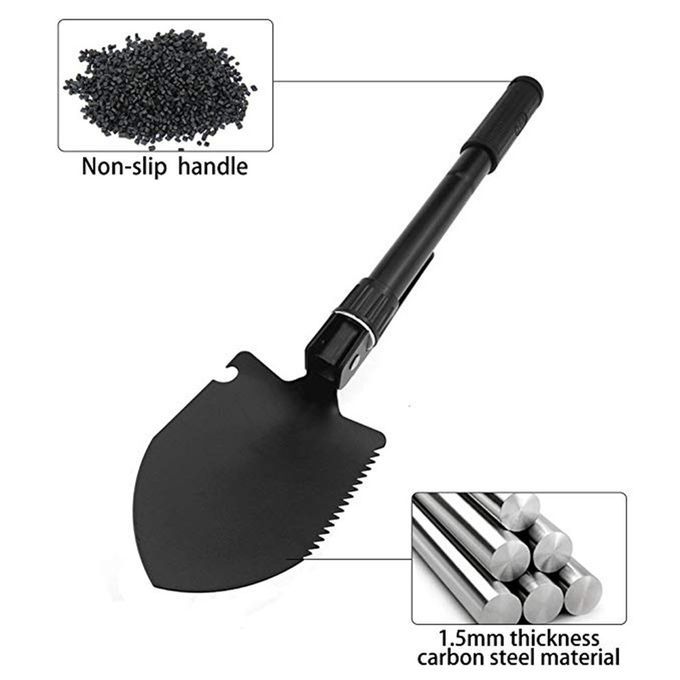 MT Multi-Function Shovel Collapsible Multi-Purpose Engineering Shovel Small-black-S