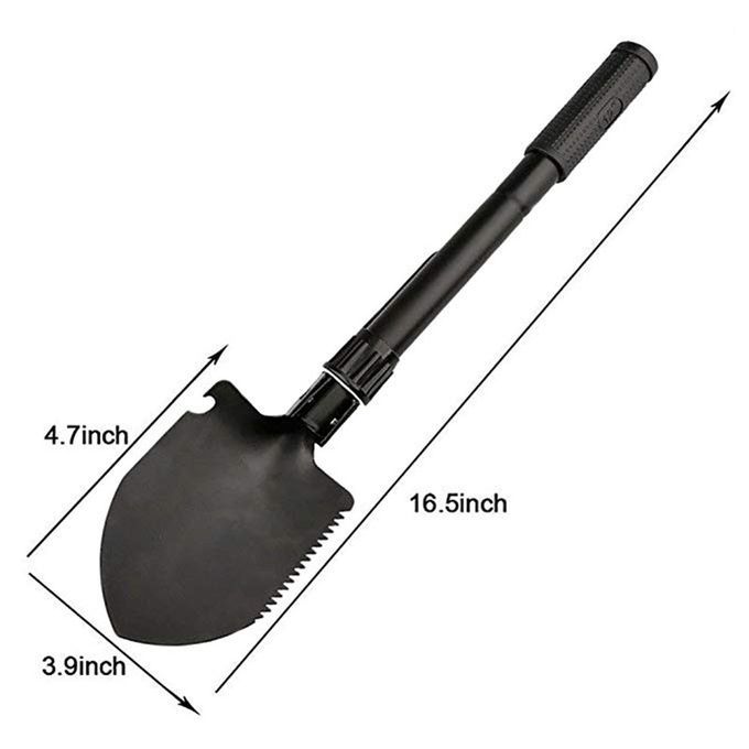 MT Multi-Function Shovel Collapsible Multi-Purpose Engineering Shovel Small-black-S