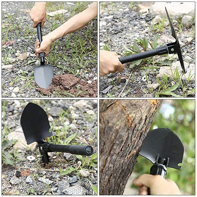 MT Multi-Function Shovel Collapsible Multi-Purpose Engineering Shovel Small-black-S