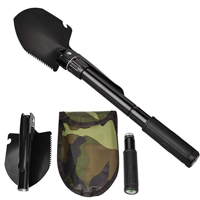 MT Multi-Function Shovel Collapsible Multi-Purpose Engineering Shovel Small-black-S