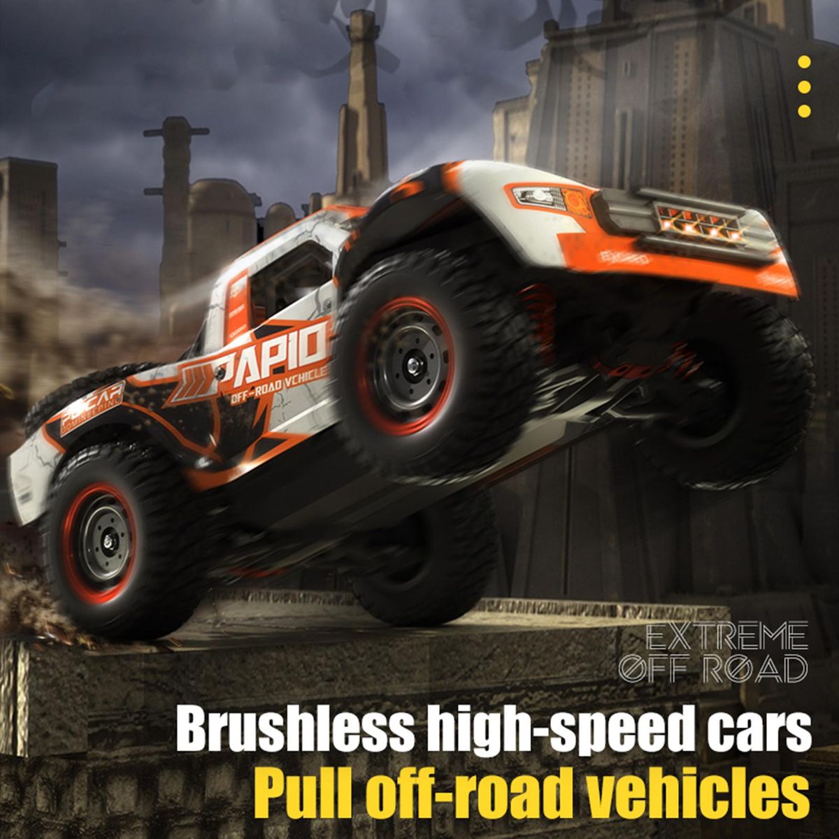 Remote Control Car 4WD Off-road Car Brushless Truck 2.4GHz Full Proportional High Speed 70km/h Off-Road Remote Control Car Gifts for Kids Adults 3 Light Modes 3 Battery