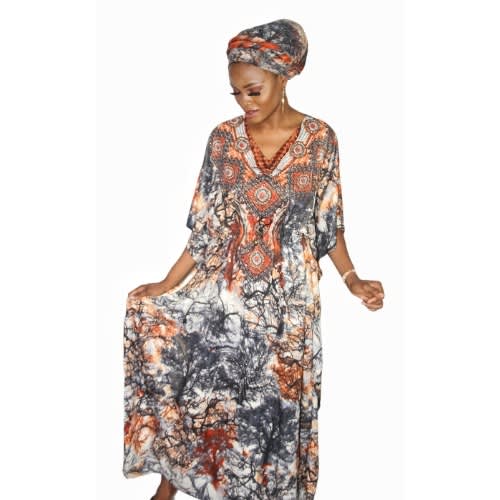 Boubou V-Neck & Waist Drawstring Dress For Women