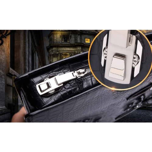 Crocodile Leather Briefcase With Lock Anti-Theft Bag