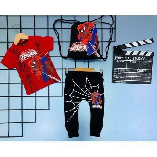 Boy Flying Spiderman 2psc Set With Bag - Red