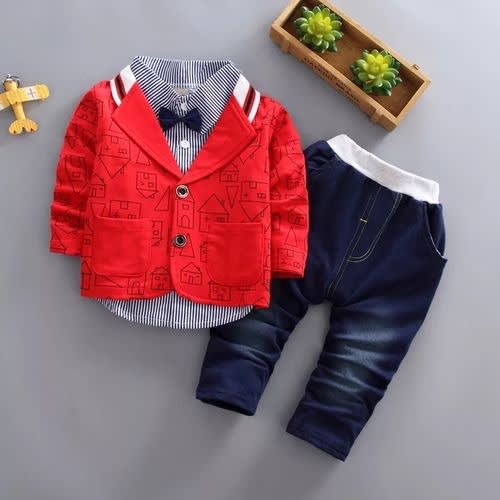 Boy Top Stylish Suit 3pc - Red