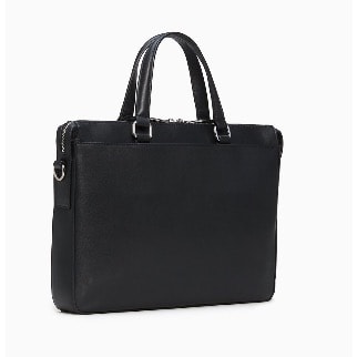 Dress Leather Slim Briefcase, Black