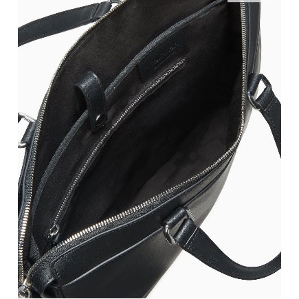 Dress Leather Slim Briefcase, Black