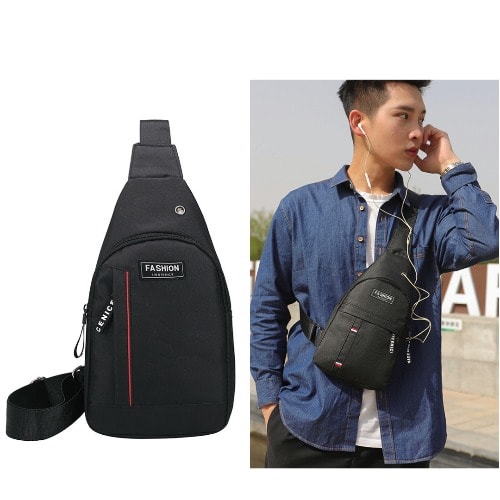 Messenger Unisex Shoulder Strap Bag With Port For Earphone