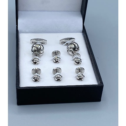 Men's Polished Steel Cuff Links Set - Silver Steel