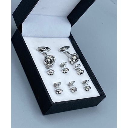 Men's Polished Steel Cuff Links Set - Silver Steel
