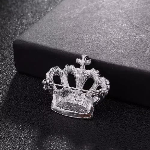 Unisex Crown Brooch With Free Pouch - Silver