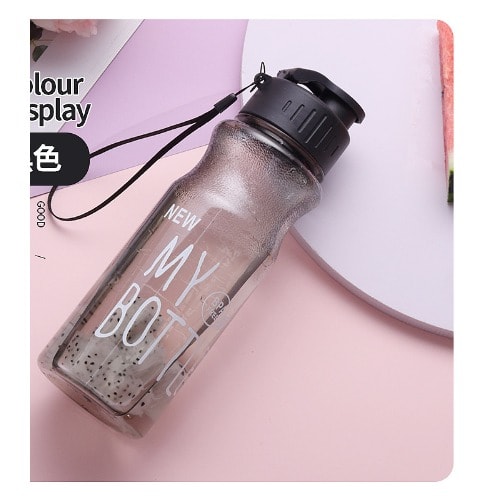 600ml Portable Plastic Water Bottle- Black