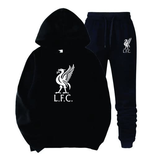 Hoodie And Joggers With Liverpool Prints - Black