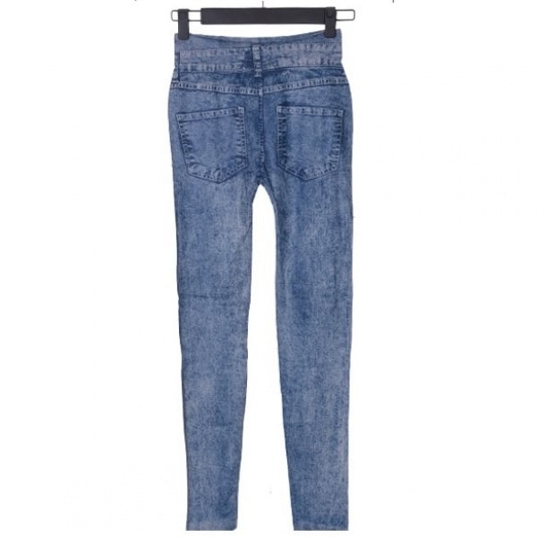 Stretchy Denim Jean Leggings - Blue