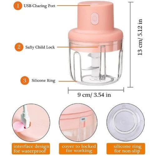 Wireless Electric Garlic Machine Food Chopper Meat Cutter - 100ml