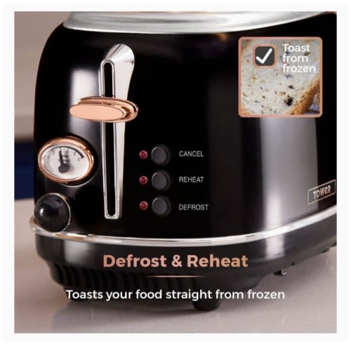 Bottega 2 Slice Toaster With Removable Crumb Tray - 810w - Black