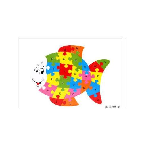 Kids Wooden Animals - Alphabet Jigsaw Puzzles - Fish