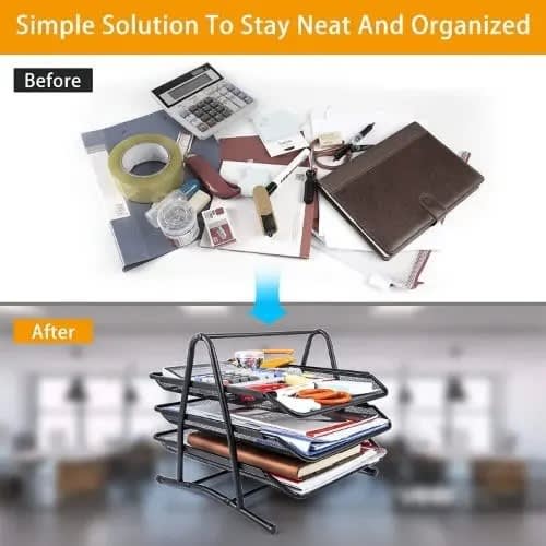 3 Tier Mesh Document Tray Filing Data Rack