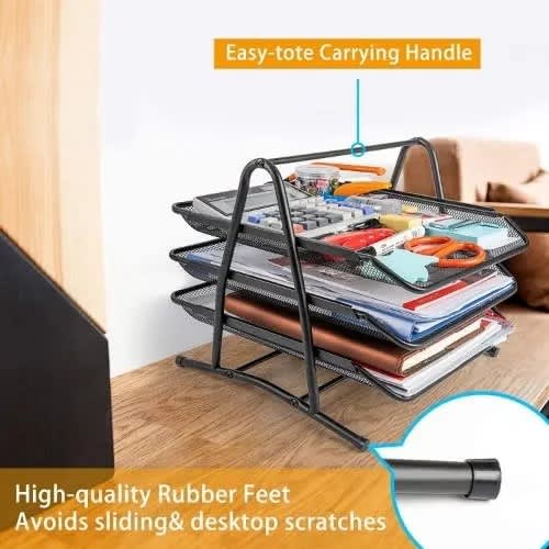 3 Tier Mesh Document Tray Filing Data Rack