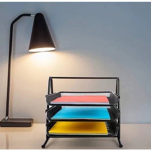 3 Tier Mesh Document Tray Filing Data Rack