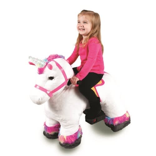 6V Stable Buddies Willow Unicorn Plush Ride-on With Light Up Horn