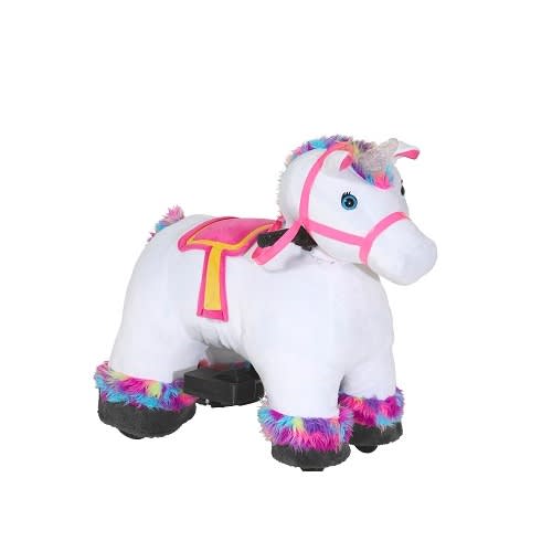 6V Stable Buddies Willow Unicorn Plush Ride-on With Light Up Horn