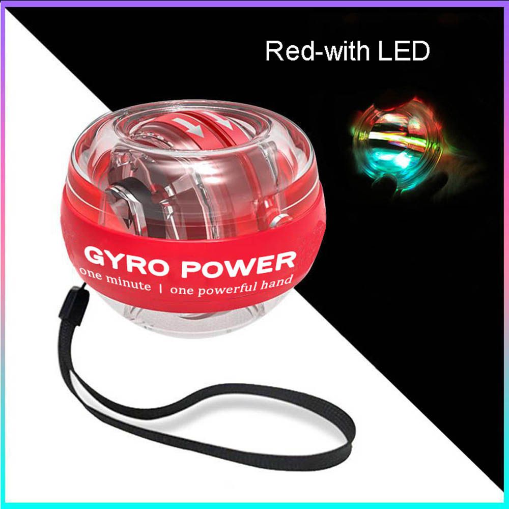 LED Gyroscopic Powerball Autostart Range Gyro Power Wrist Ball Arm Hand Muscle Force-Red-with LED