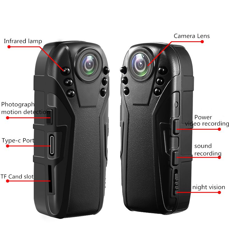 HD 1080P Camera Infrared Night Vision Security Motion Detection Wide Angle Support 256G Webcam BodyCam Police Camera Mini Webcam