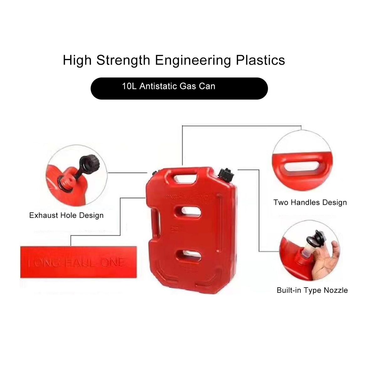 10L Spill proof Gasoline Can Portable Antistatic High Strength Engineering Plastics Petrol Bucket with Two Handles