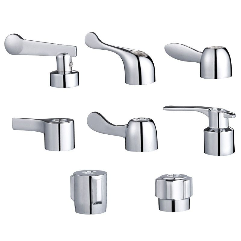 1Pc Faucet Handle Bathroom Kitchen Chrome Plated Taps Cartridge Replacement Parts Dish Basin Switch Hot Cold Water Accessories 1Pc C Zinc Alloy