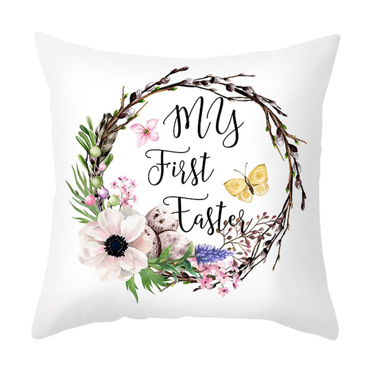 Pillowslip Easter Bunny Flowers Pillow Cover